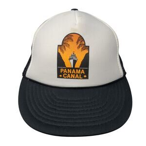 Panama Canal Snapback Trucker Hat Black One Size Adjustable Mesh Back Rope RR